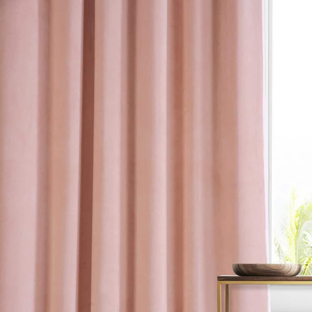 HPD HALF PRICE DRAPES Signature Plush Velvet Blackout Curtains for Bedroom (1 Panel), 50W X 108L Hotel Black Out Curtains for Living Room, Thermal Insulated Blackout Curtains, Apricot Blossom
