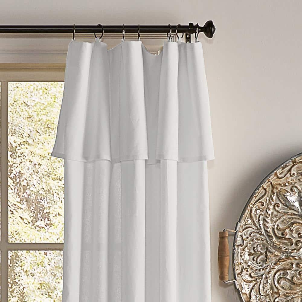 Mercantile Drop Cloth Light Filtering Ring Top Tab Farmhouse Curtain Panel with Valance White 63 Inches