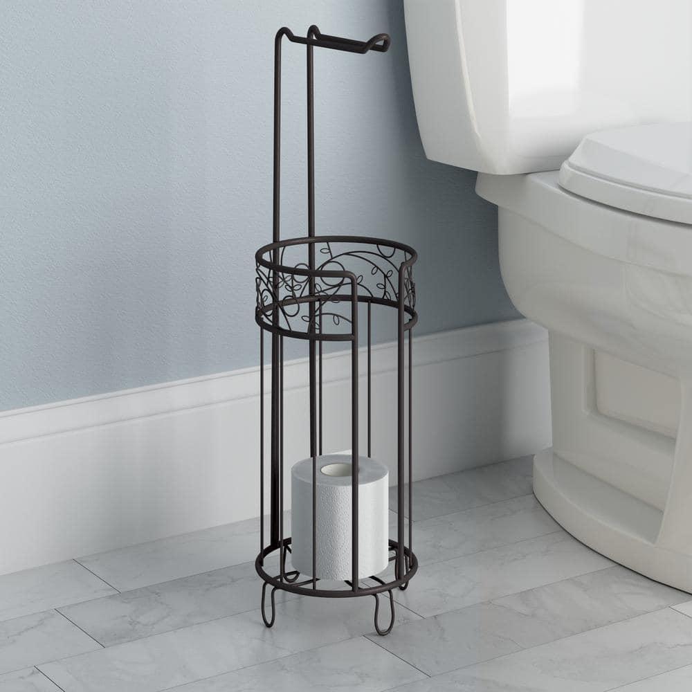 iDesign Twigz Steel Free-Standing Toilet Paper Storage Dispenser - 7" x 7" x 25", Bronze