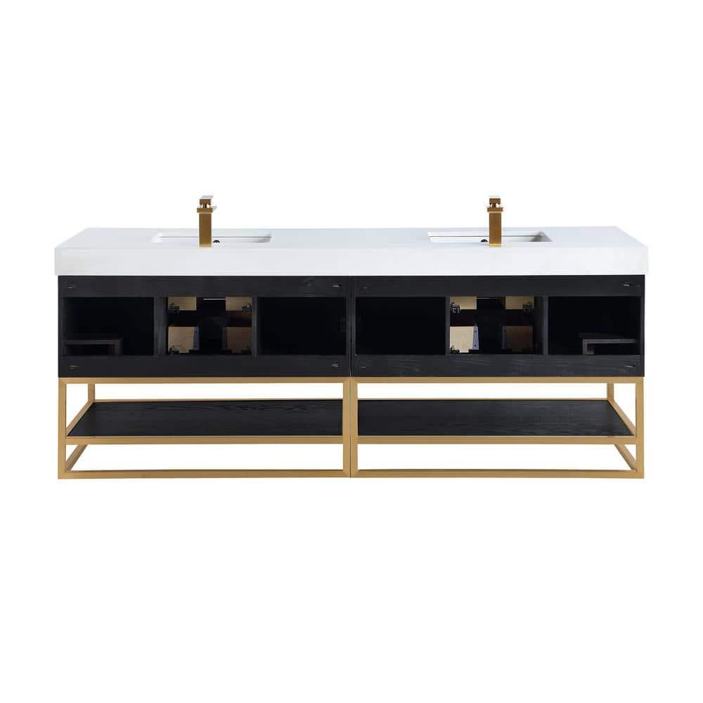 Altair Design Bianco 4-Drawer Composite Stone & Wood Vanity in Black Oak/White
