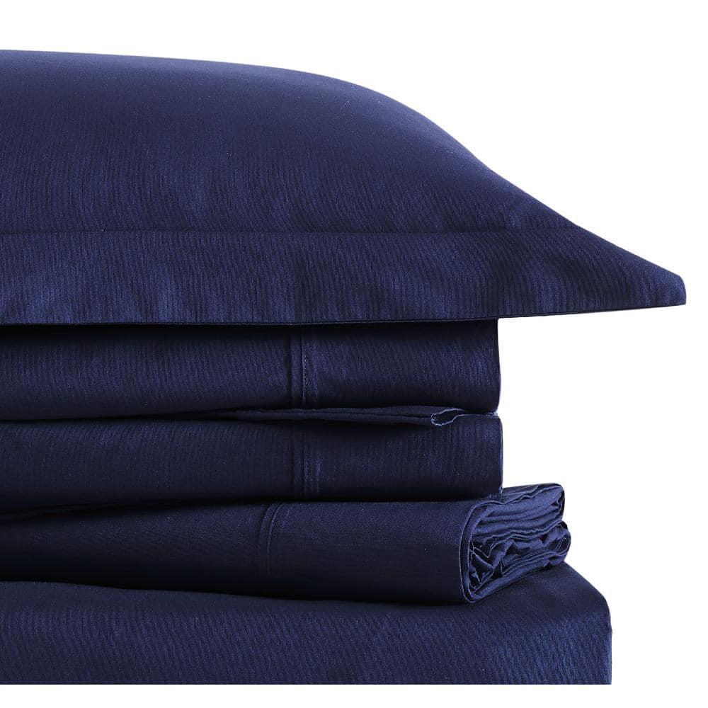 Twin Classic Cotton Solid Sheet Set Navy - Brooklyn Loom