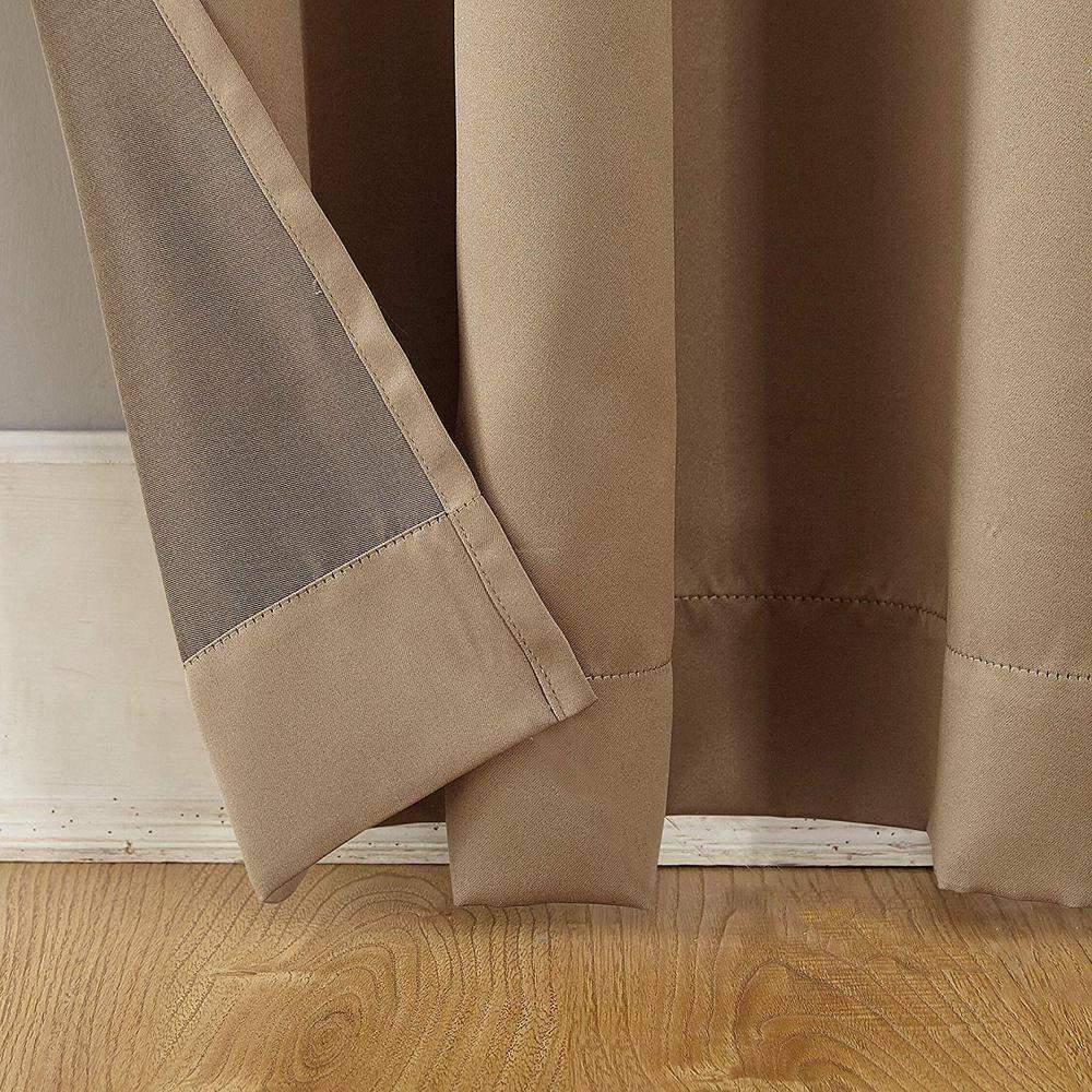 54"x63" Sun Zero Room Darkening Seymour Grommet Curtain Panel Taupe: Modern Energy Efficient Thermal Insulated