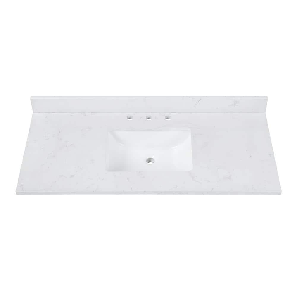 Navy Blue Solid Wood Single Sink Vanity with Stone Top