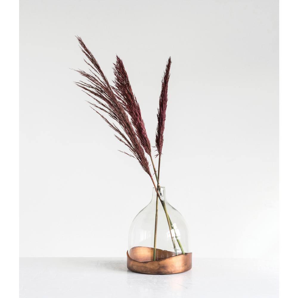 10" x 7" Glass Cloche with Metal Antique Copper Finish Trays Brass - Storied Home: Vintage Display Dome, Elegant Terrarium