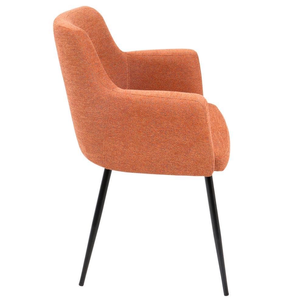 Set of 2 Andrew Contemporary Dining Accent Chairs Orange - Lumisource: Upholstered, Metal Legs, Padded Armrests
