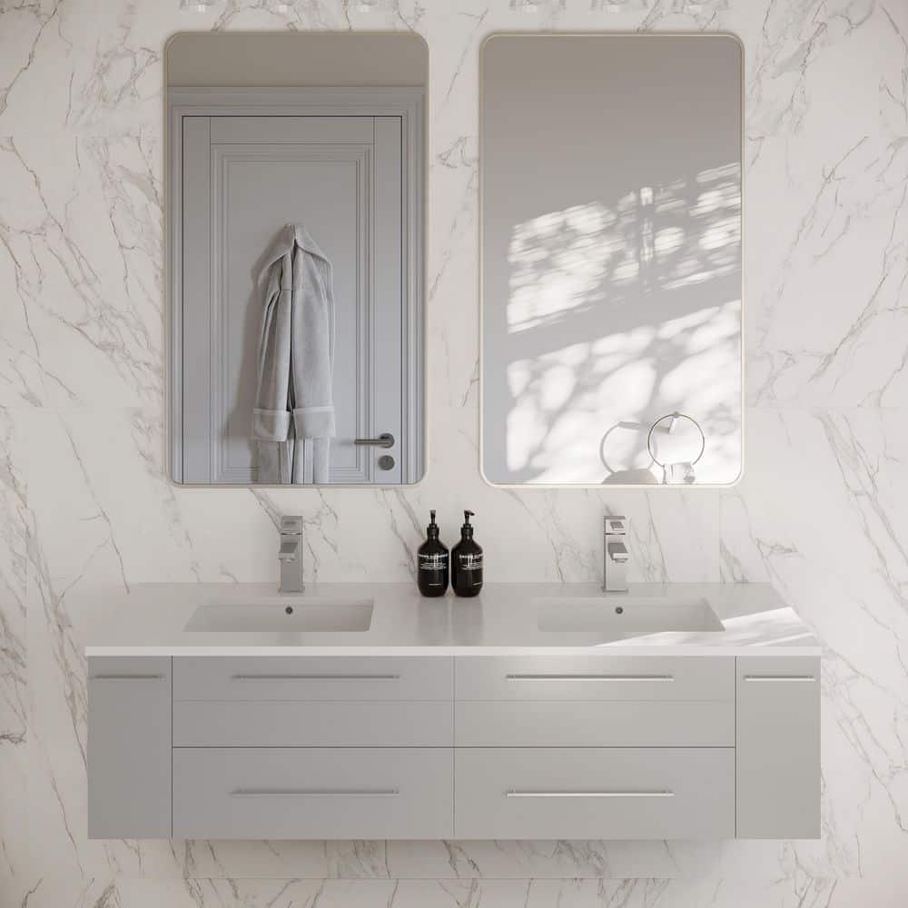 Fresca Lucera 60" Wall Mount Double Undermount Sink Bathroom Vanity Base Only (Top & Sink Not Included)