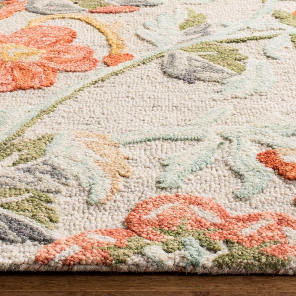Handmade Red Floral Wool 10' x 14' Tufted Area Rug
