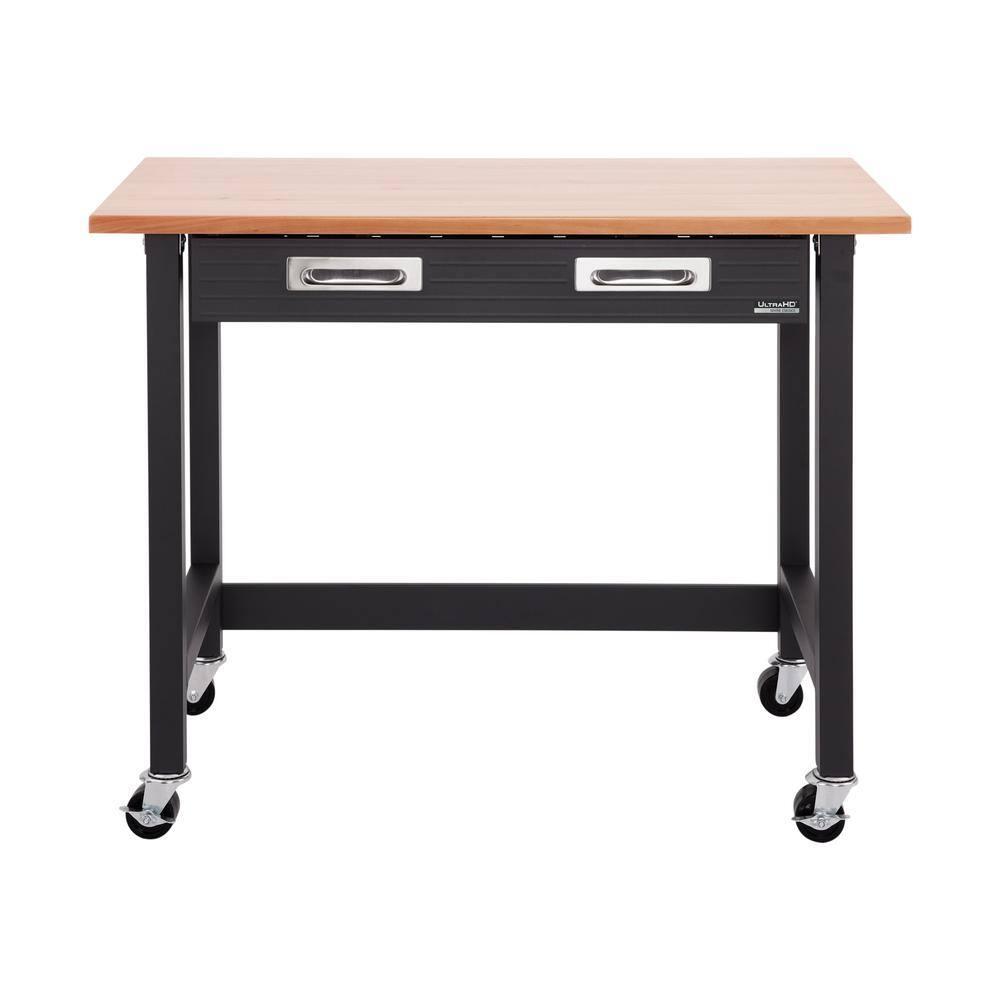 48" W Wood Top Workbench with Wheels