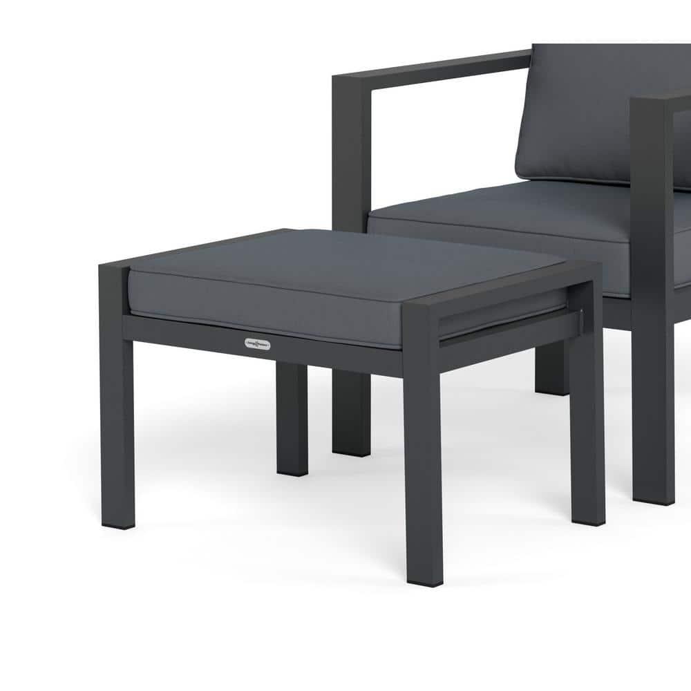 Lakeview Aluminum Outdoor Ottoman With Charcoal Cushion
