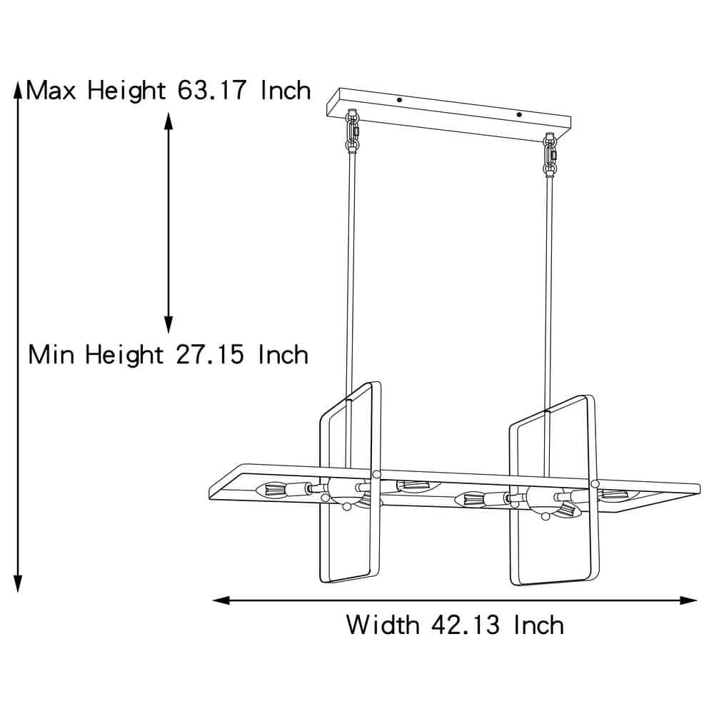 Vanity Art  6 - Light Kitchen Island Linear Pendant, Modern Hanging Lighting, Ceiling Lights Fixtures for Dining Room Living Room, Kitchen, Classic Black/Contemporary Brass Dust, 22706BK-BD