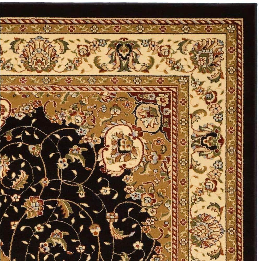 Lyndhurst LNH329 Power Loomed Area Rug - Black/Ivory - 4'x6' - Safavieh