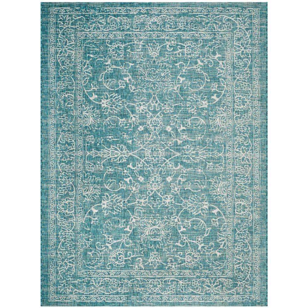 Courtyard CY8680 Power Loomed Indoor and Outdoor Area Rug - Turquoise - 9'x12' - Safavieh