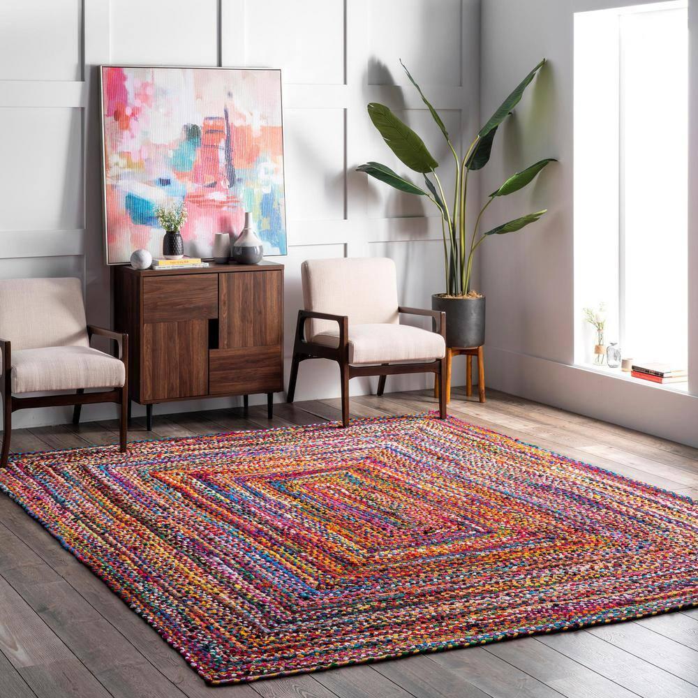 Jaipur Art And Craft Natural Fiber Chindi Cotton Handmade 10x14 Square feet (300x420 cm) Rectangular Area Rug