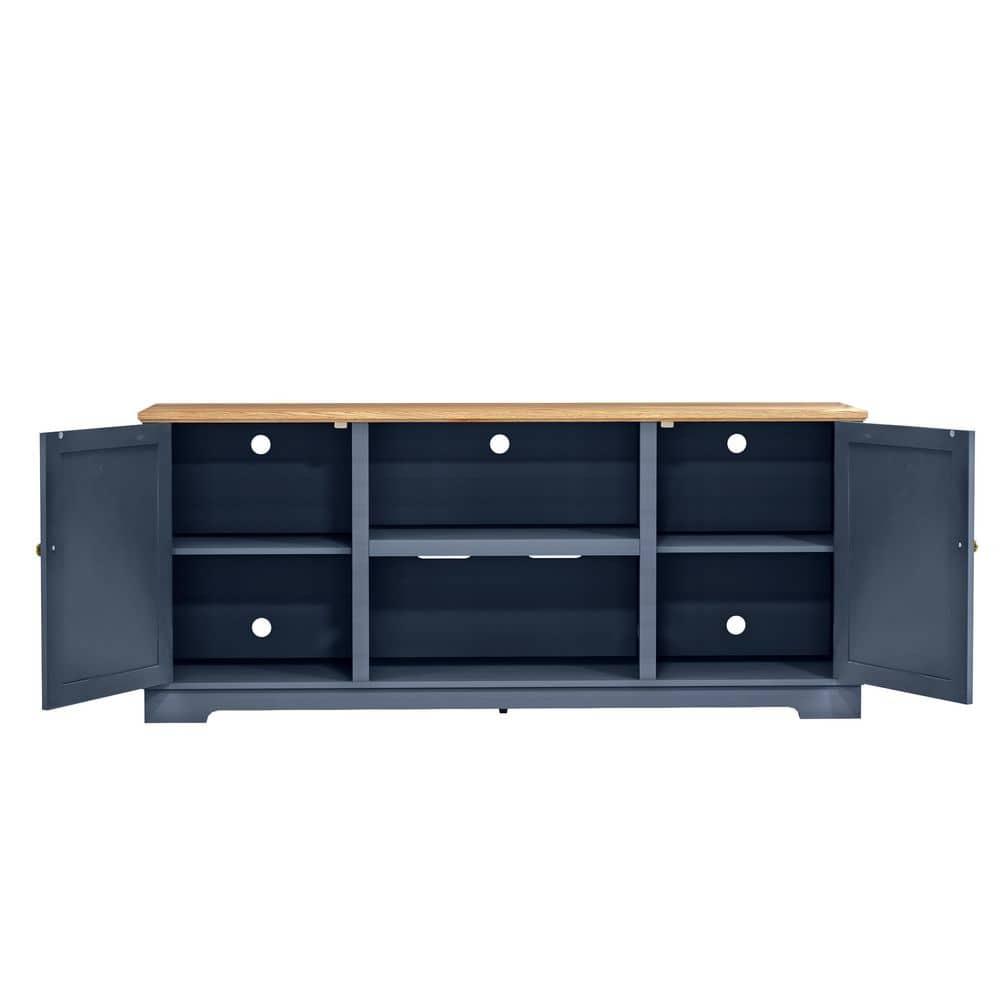 70" Classic Style TV Stand for TVs up to 78" Navy - Festivo: Media Console with Adjustable Shelves