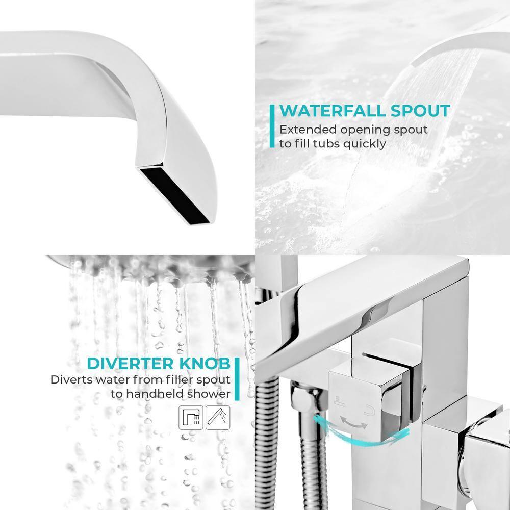 AKDY 34" Freestanding Bathtub Faucet Floor Mount Tub Filler Handheld Bath Wand Shower