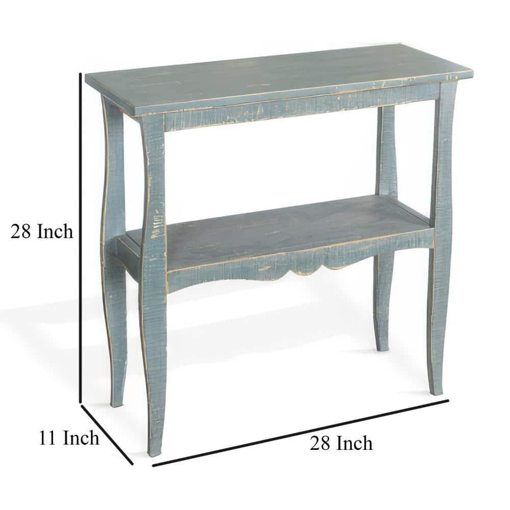 Benjara Rena Side End Table, Scallop Trim, 28 Inch Mahogany