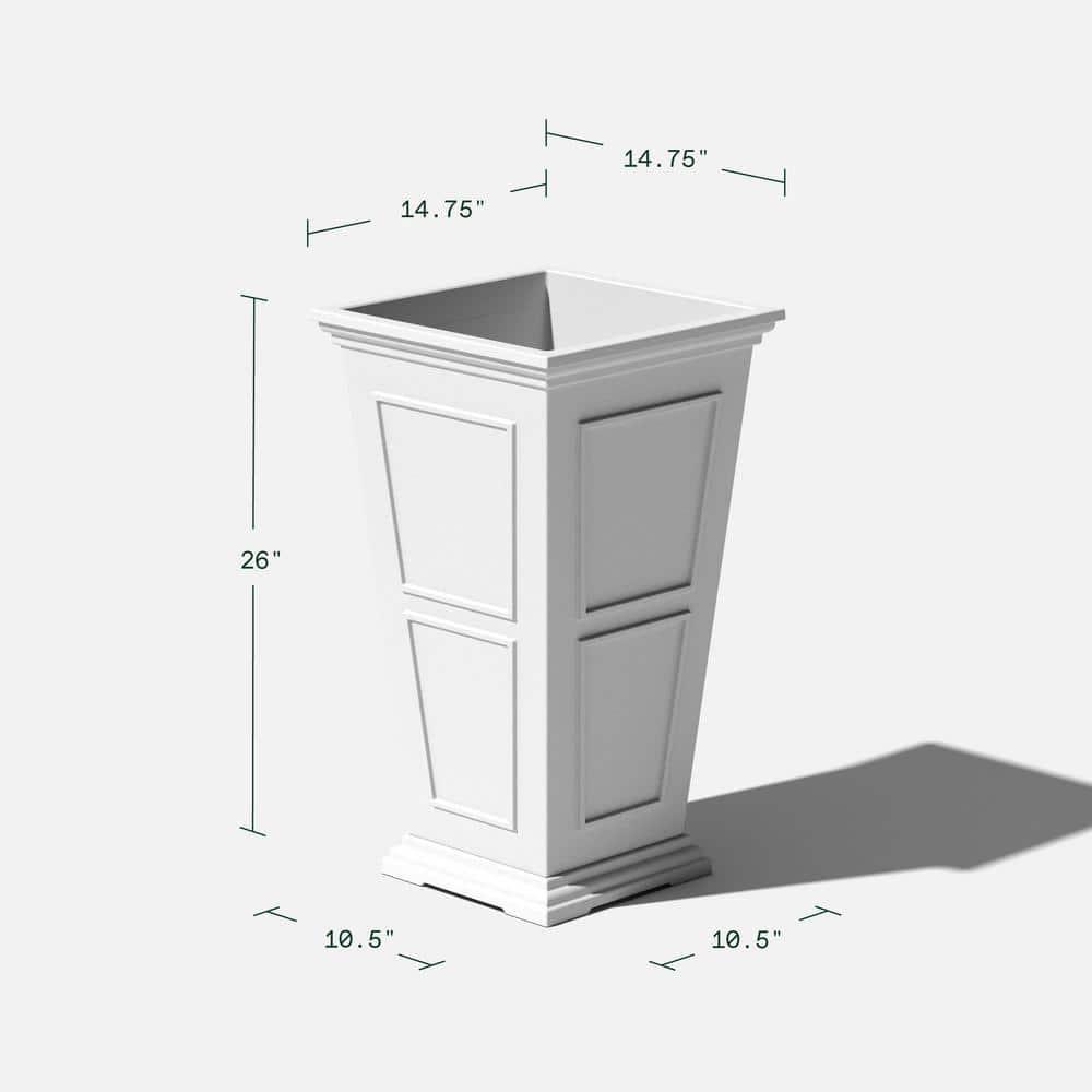 Veradek Brixton Tall 26" Plastic Planter - White