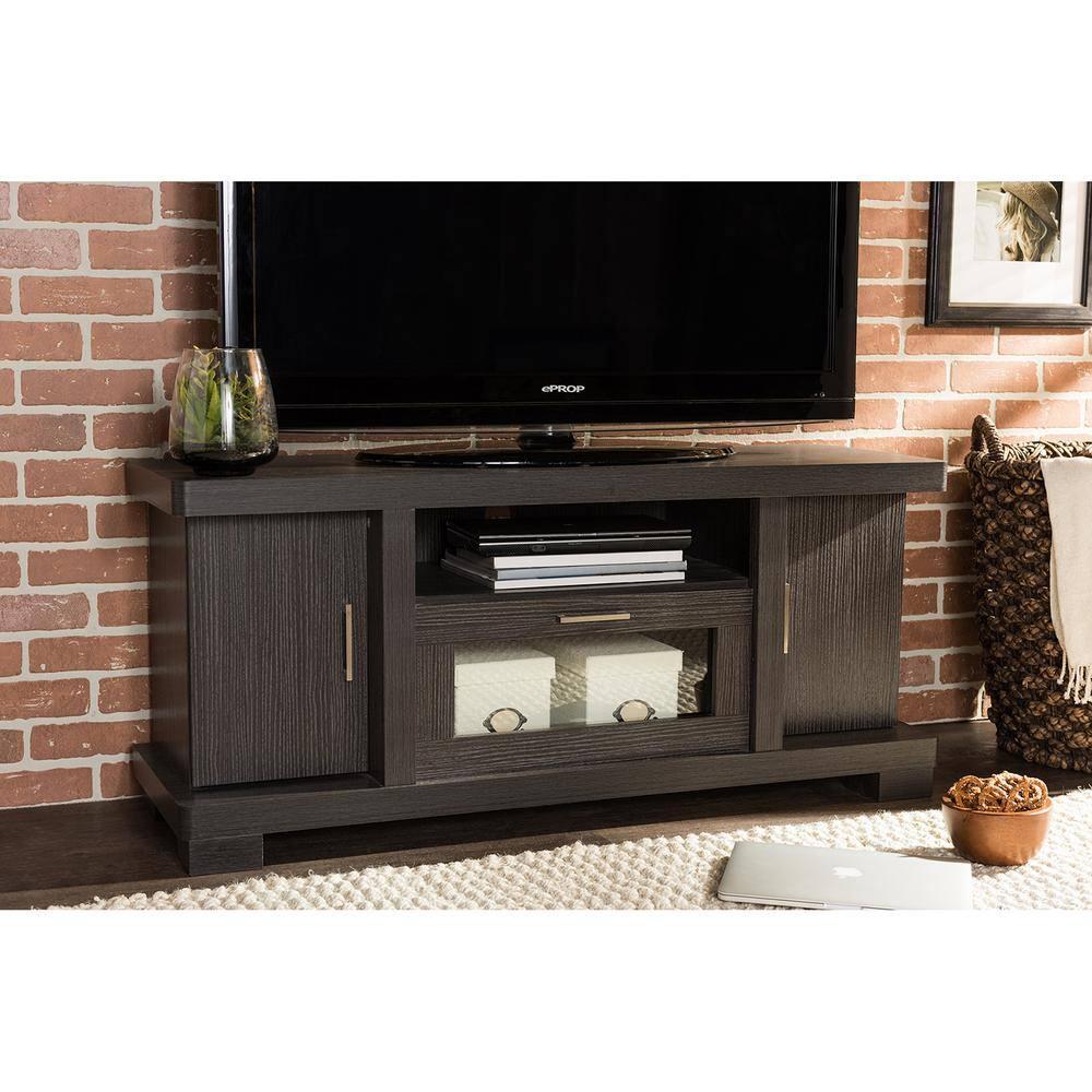 Viveka 2 Door TV Stand for TVs up to 46&#34; Dark Brown - Baxton Studio