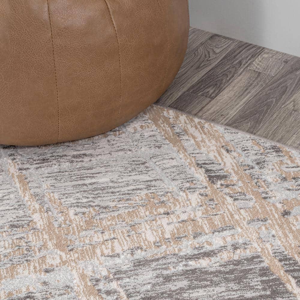 JONATHAN Y Slant Modern Abstract Beige/Gray 4 ft. x 6 ft. Area Rug