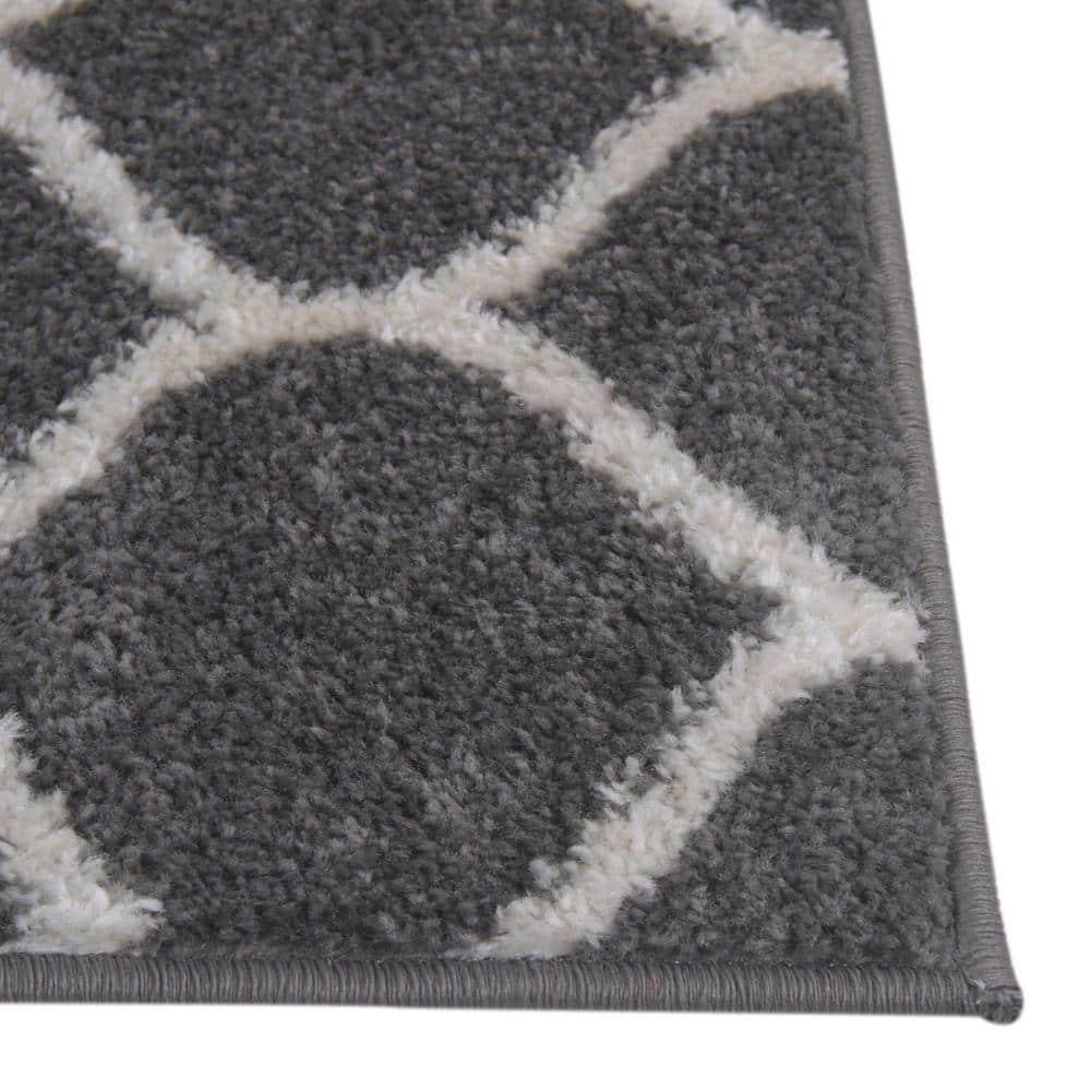 Unique Loom 6' 0 x 6' 0 Trellis Frieze Rounded Dark Gray Area Rug