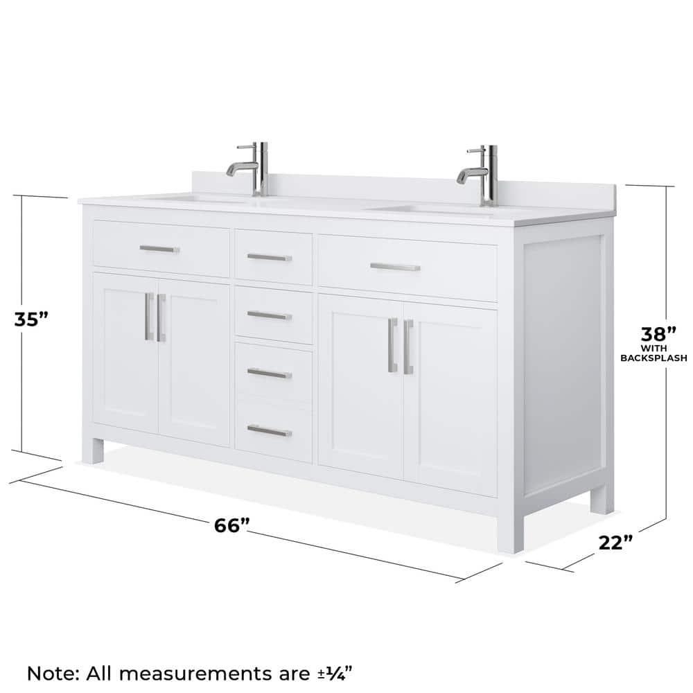 Beckett 66" Freestanding Double Bathroom Vanity with Cultured Marble Top
