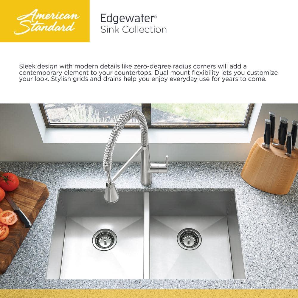 Edgewater 33'' L Undermount Double Bowl Stainless Steel Kitchen Sink