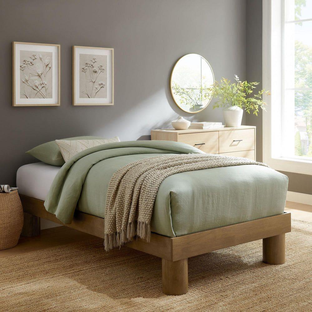 Modway Runa Wood Platform Bed In French Oak