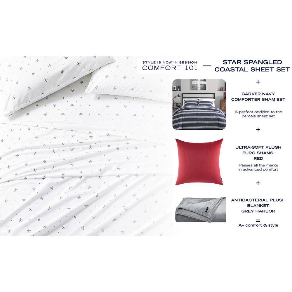 Nautica Solid Cotton Percale Sheet Sets