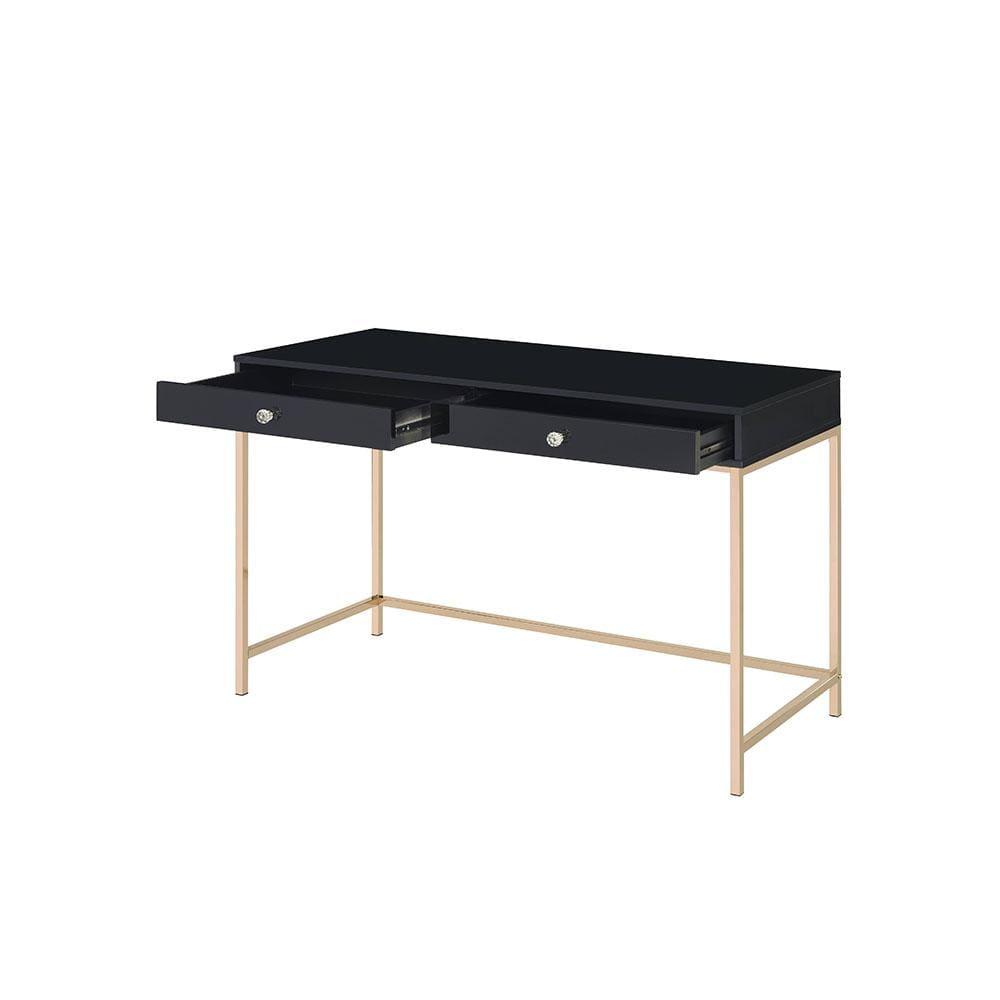 Ottey Writing Desk In High Gloss & Gold Finish,Computer Desk