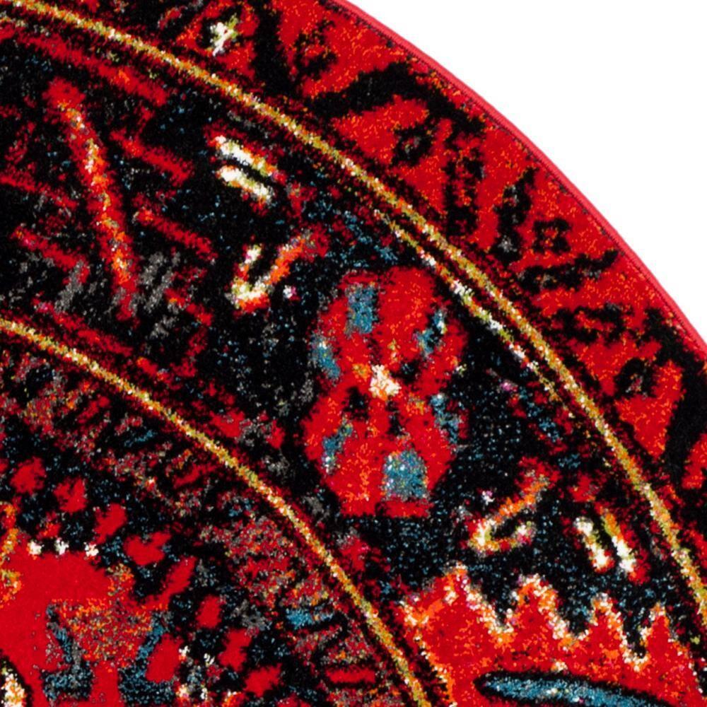 Vintage Hamadan VTH211 Power Loomed Indoor Area Rug - Red/Multi - 5'3" Round - Safavieh