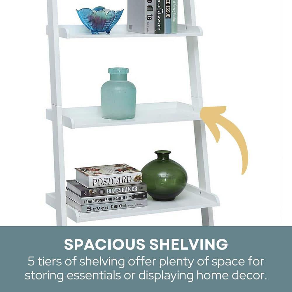 Convenience Concepts French Country Bookshelf Ladder, White