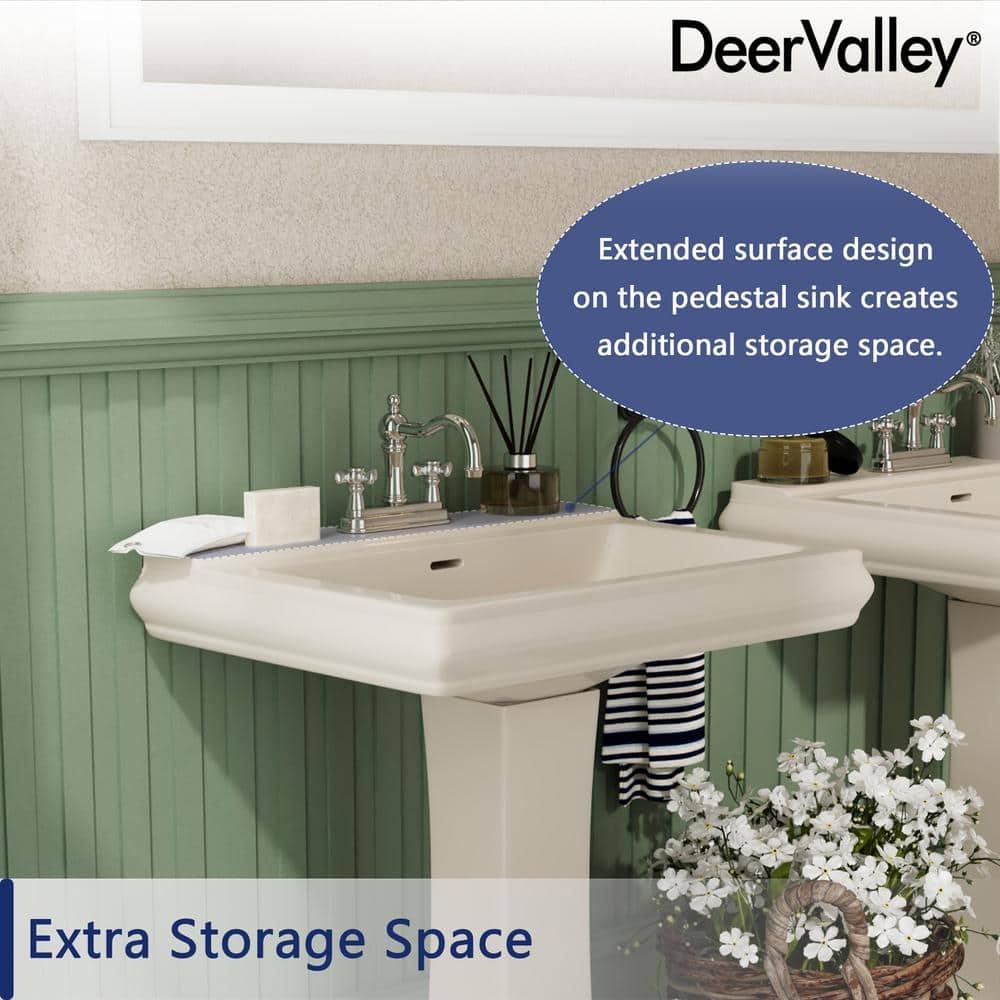 Apex 34" Tall Rectangular Vitreous China Pedestal Bathroom Sink with Overflow