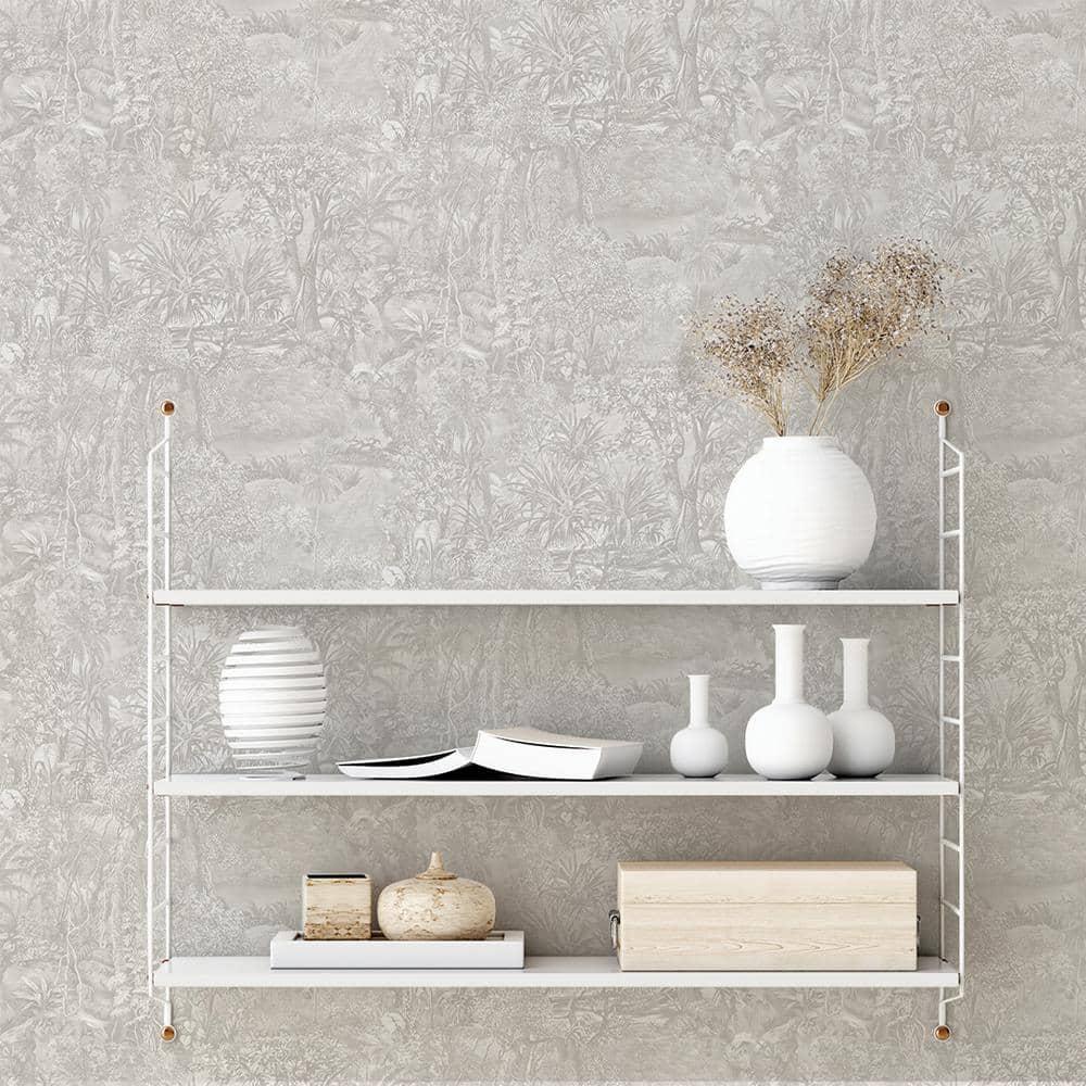 Tempaper & Co. Jungle Toile Removable Peel and Stick Wallpaper, Countryside Gray Toile, 56 sq. ft.: Vinyl Self-Adhesive Botanical Design