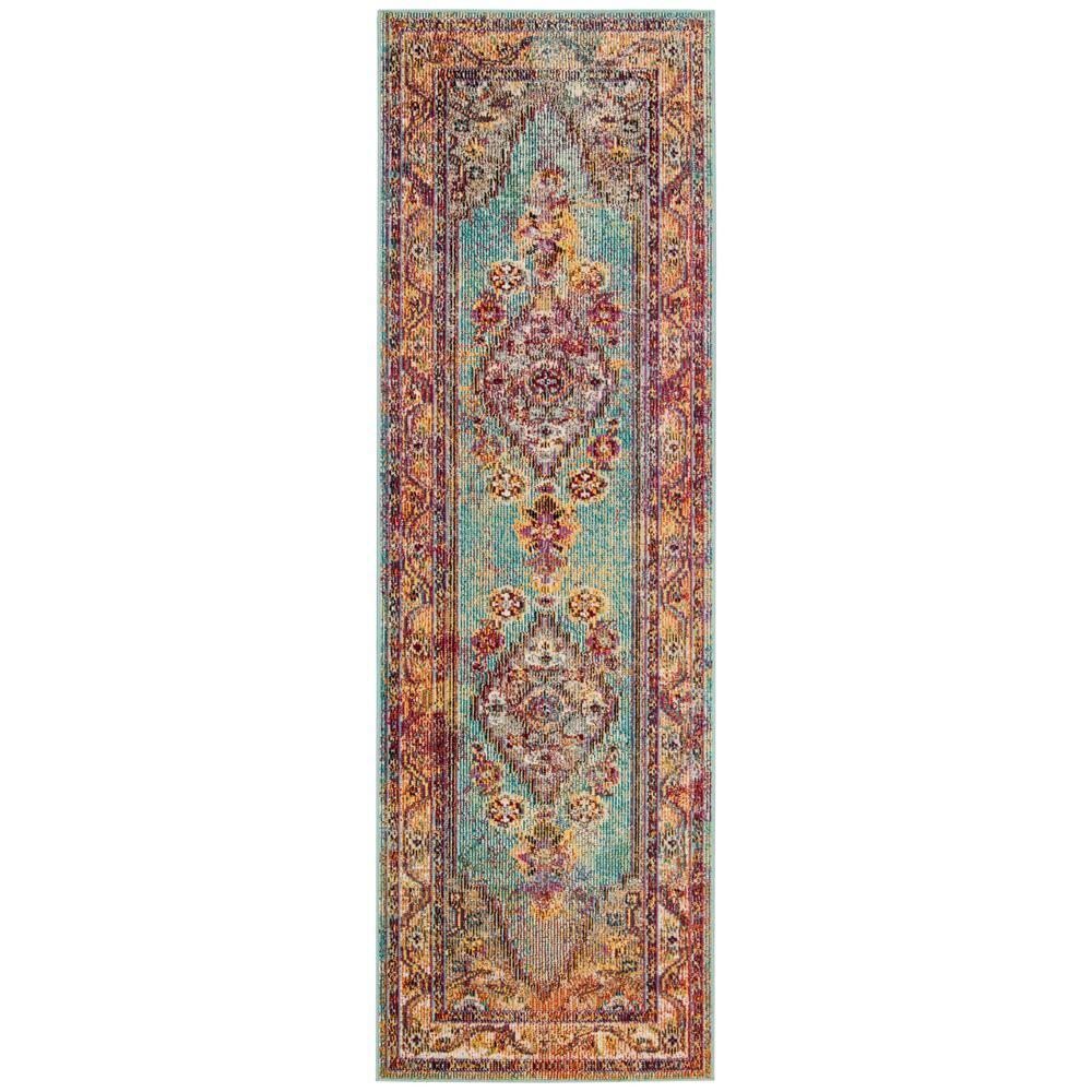 Crystal CRS507 Power Loomed Accent Rug - Light Blue/Orange - 2'2"x5' - Safavieh.