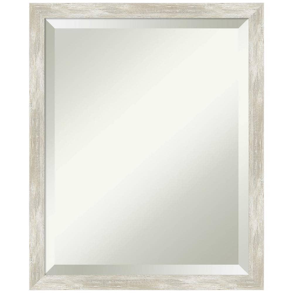 Amanti Art 18"x22" Crackled Metallic Narrow Framed Wall Mirror Silver: Beveled, Polystyrene Frame, No Assembly Required