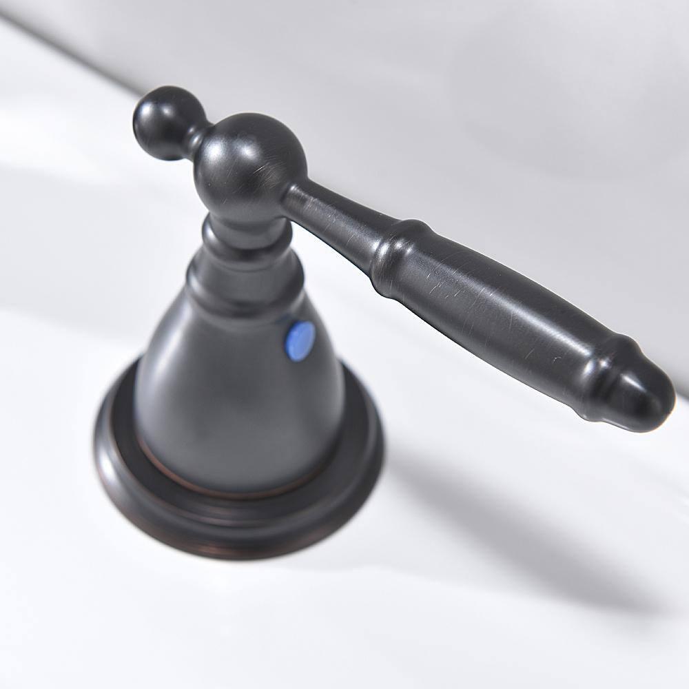 8 in. 2-Handle 3-Hole Widespread Bathroom Faucets with Valve and Metal Pop-Up Drain in Oil Rubbed Bronze