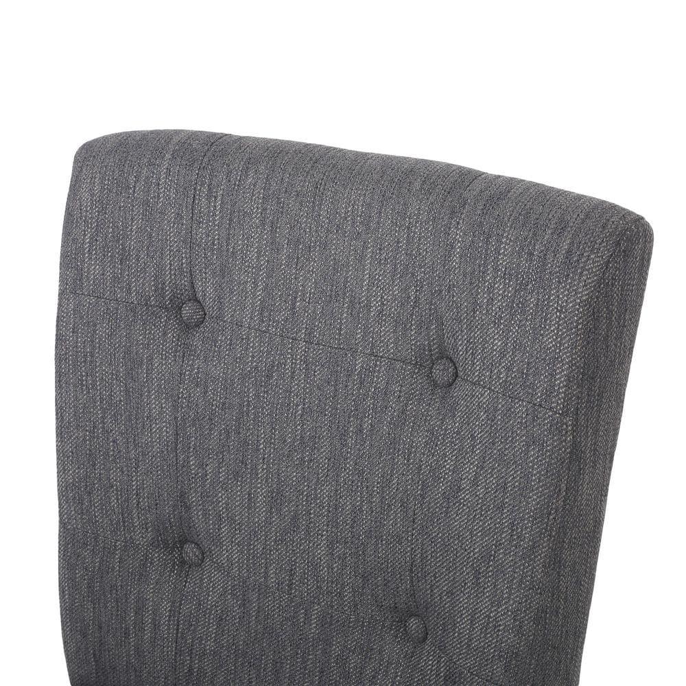 Noble House Darke Fabric Button Tufted Counter Stools, Set of 2, Charcoal and Gray