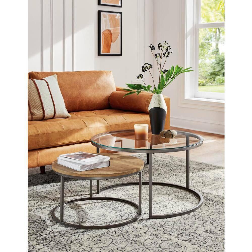 DecMode 2-Slot Brown Wood Tealight Hurricane Lamp, Set of 2
