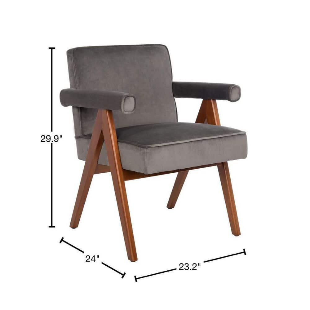 Suri Mid Century Arm Chair - ACH4508 - Dark Grey/Walnut - Safavieh