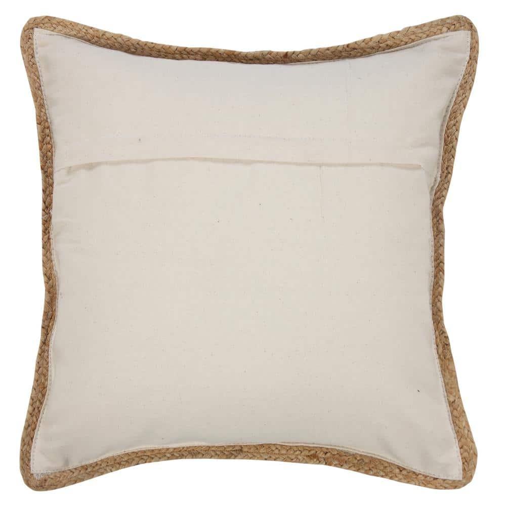 Ox Bay Ringo 20" x 20" Coral Pink Jute Bordered Striped Cotton Adult Decorative Throw Pillow