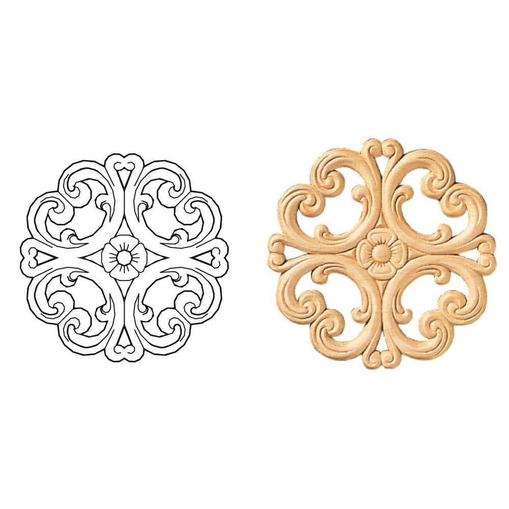 Ornamental Mouldings 5.25'' H x 5.25'' W x 0.22'' D Wood Onlay Scroll