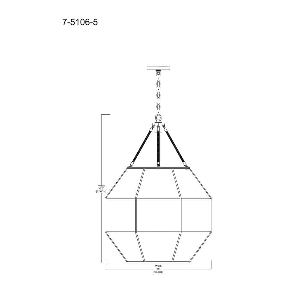 Savoy House Selby 5 - Light Pendant in  Burnished Brass/Rattan