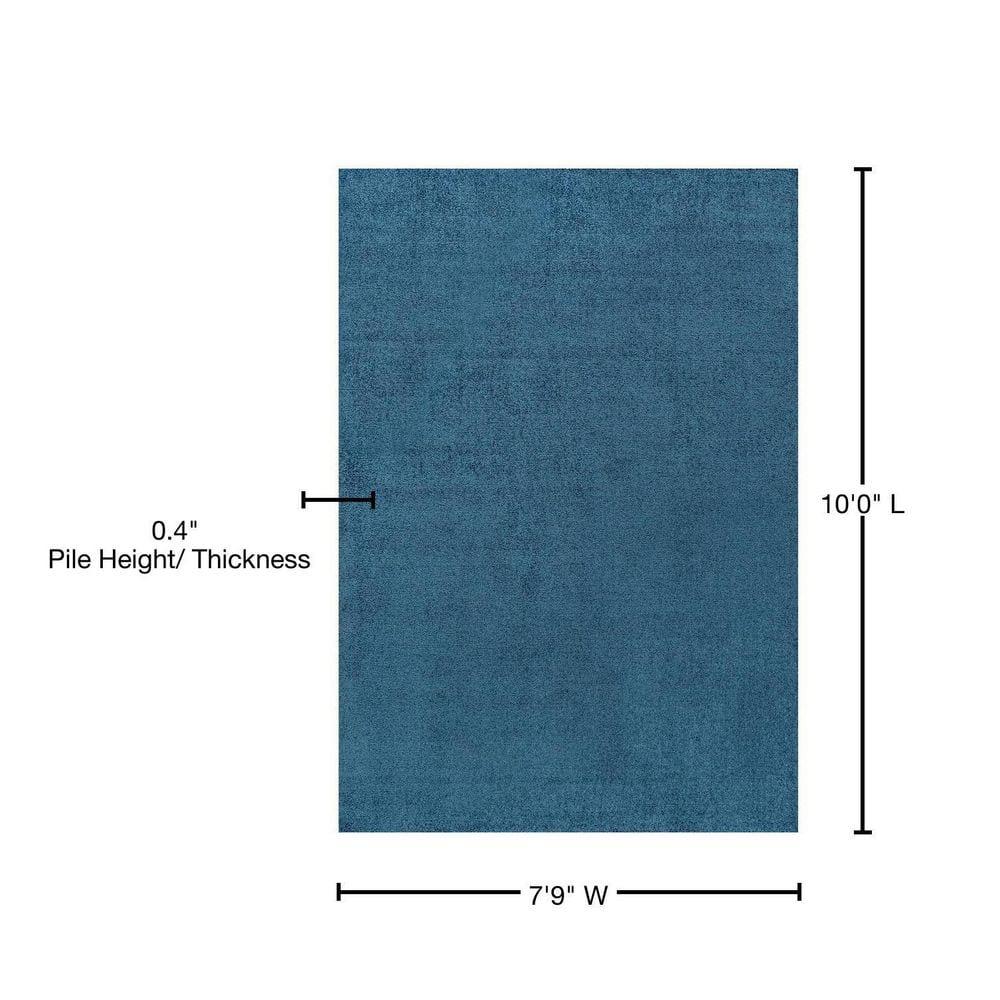 8'x10' Haze Solid Low-Pile Area Rug, Navy - JONATHAN Y