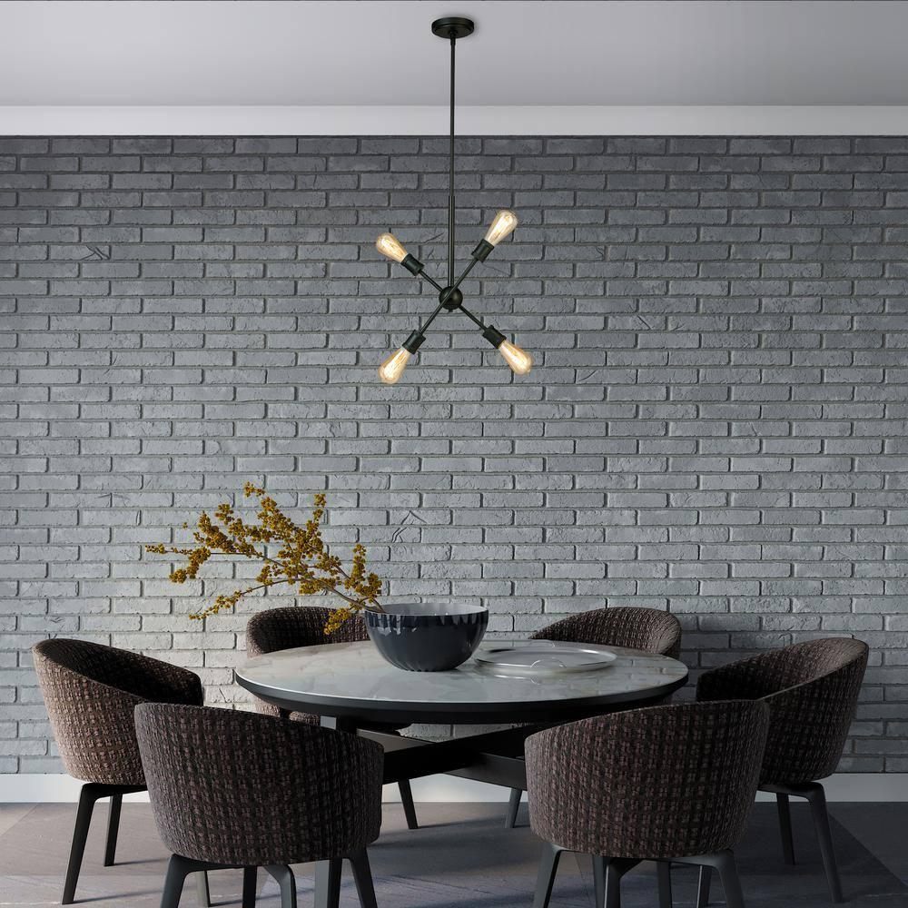 4 Light Pendant by Eglo 203945A in Black Finish