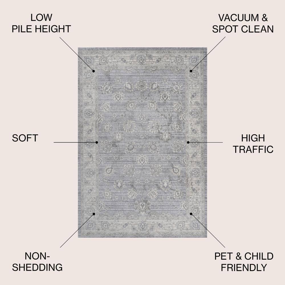3' X 5' Modern Persian Vintage Moroccan Traditional Area Rug, Light Gray - JONATHAN Y