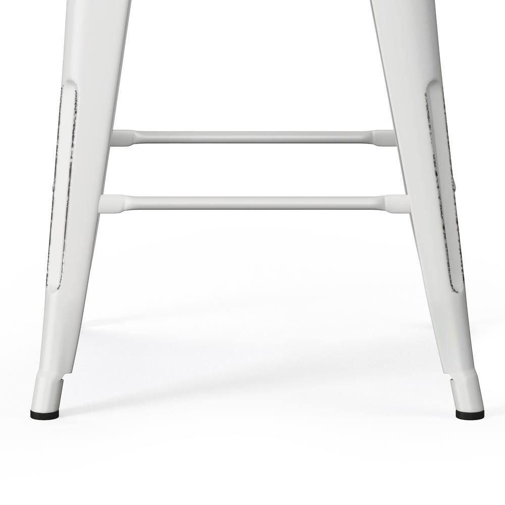 Simpli Home Rayne Industrial Metal 24 inch Counter Height Stool (Set of 2) in Distressed White