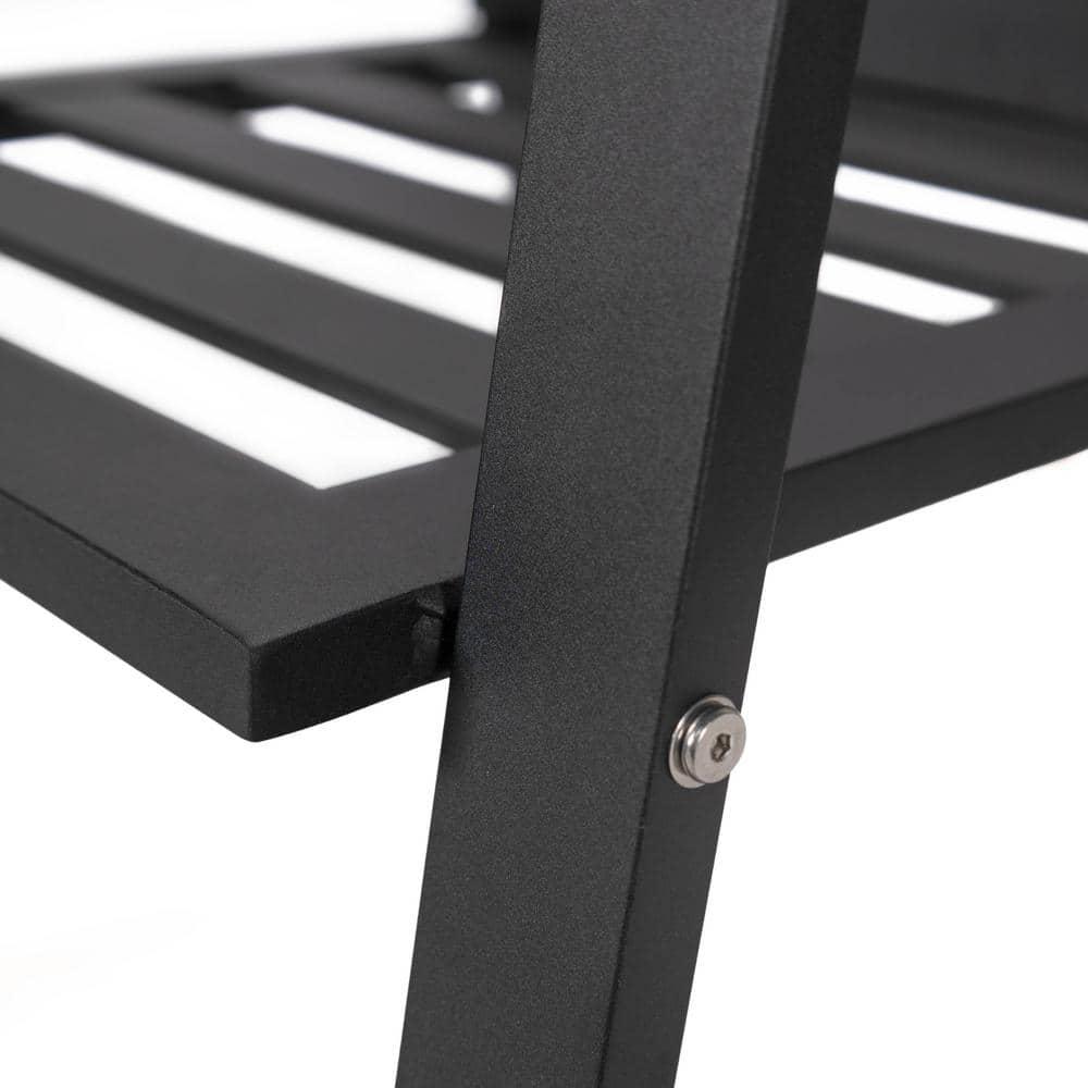 Chelsea Modern Patio Black Dining Armchair with Removable Cushions in Aluminum by LeisureMod