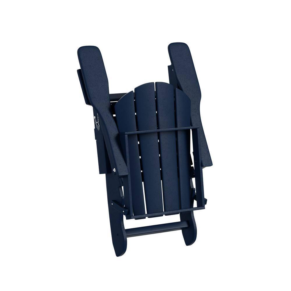 Polytrends  Laguna Hdpe All Weather Outdoor Patio Foldable Adirondack Chairs With Ottomans (5-Piece Set) Navy Blue