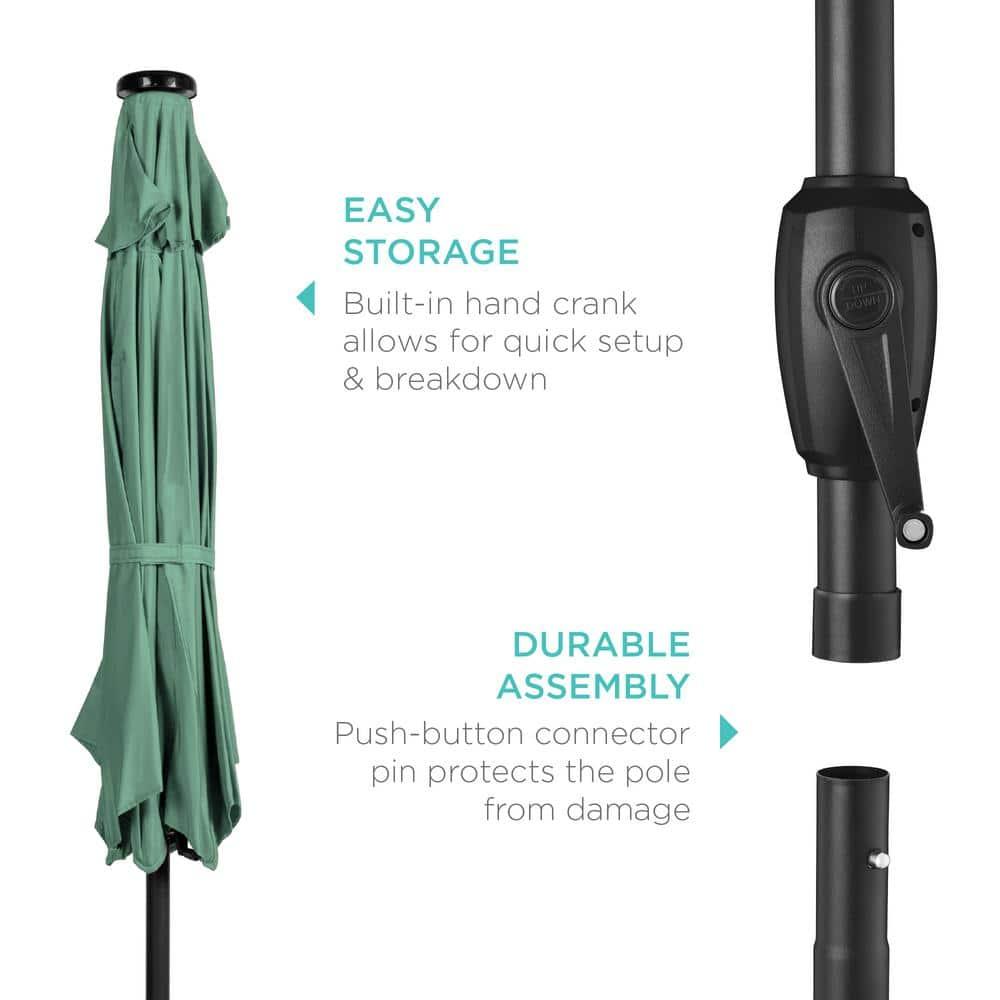 Best Choice Products 7.5ft Outdoor Solar Patio Umbrella for Deck, Pool w/ Tilt, Crank, LED Lights - Seaglass