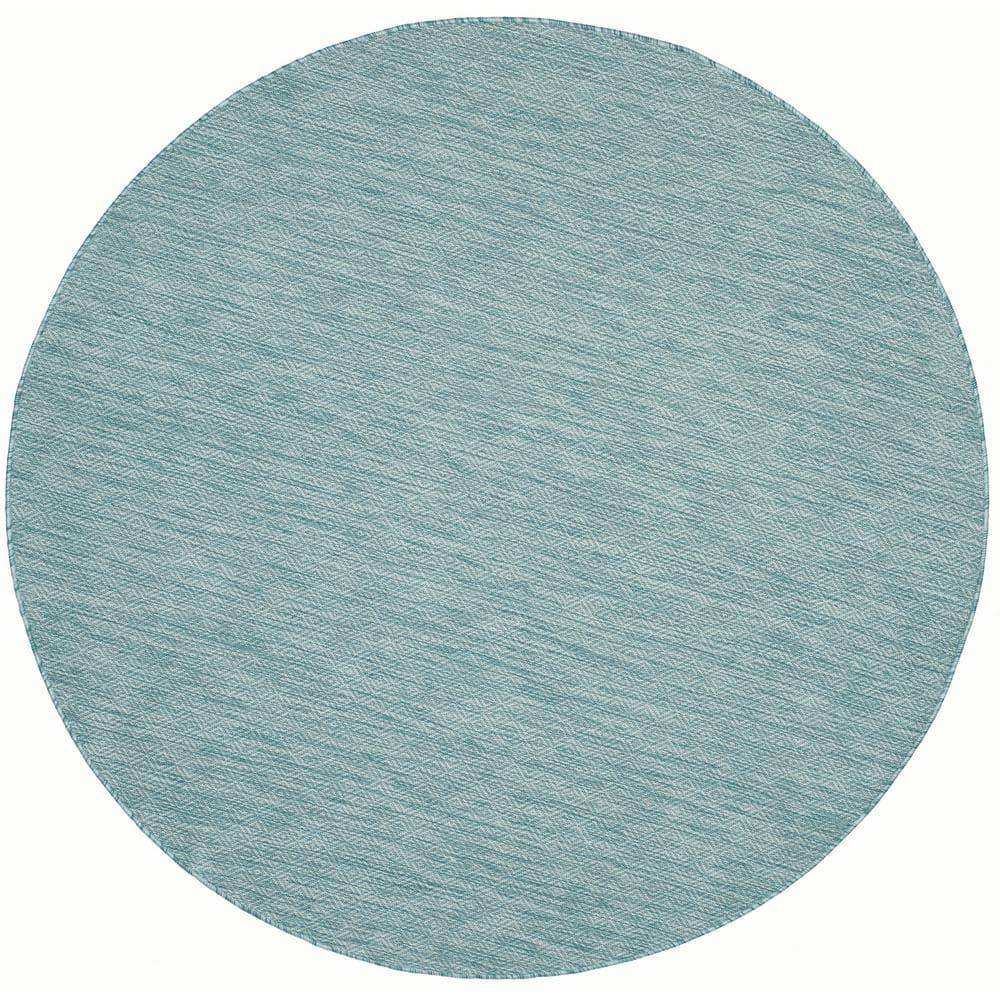 Courtyard CY8520 Power Loomed Indoor and Outdoor Area Rug - Aqua/Aqua - 5'3" Round - Safavieh